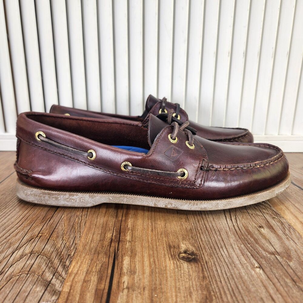 Sperry Authentic Original 2-Eye Boat Shoes Mens Sz 9.5 M Brown Amaretto Leather